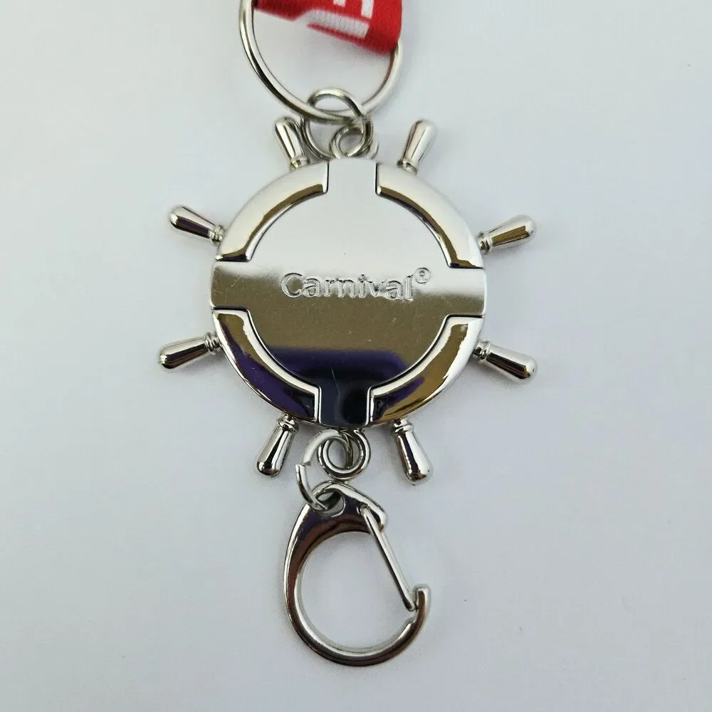 Carnival Cruise Line Choose Fun Lanyard Ship Wheel Photo Holder Pendant Red